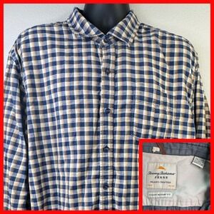 Tommy Bahama Jeans Mens XXL Plaid Button Down Shirt Island Crafted‎
